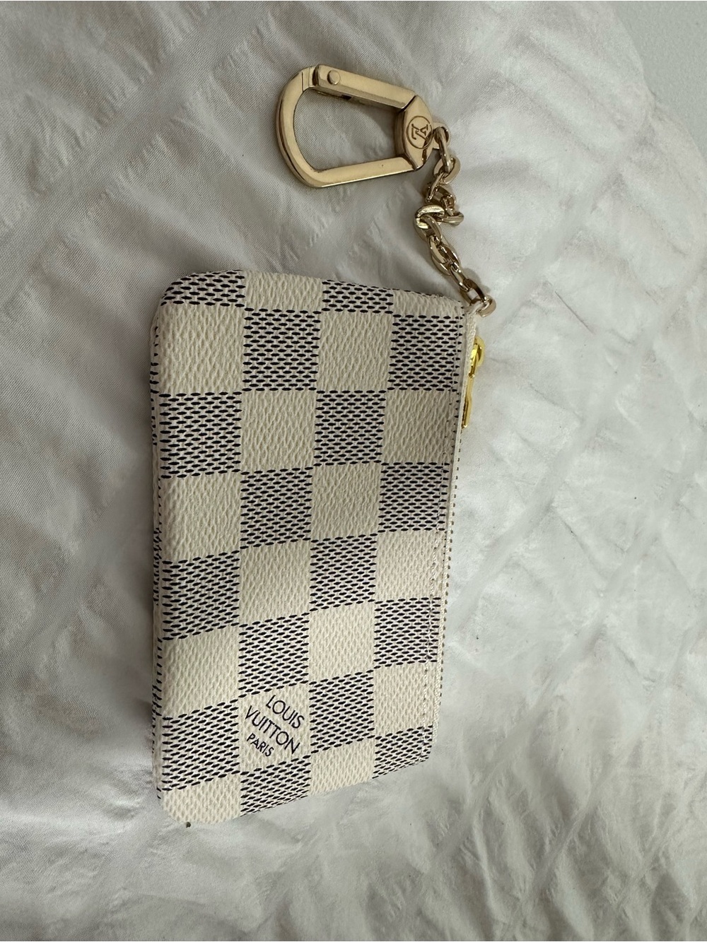 Louis Vuitton Damier Azur Zip Key Pouch with Gold Hardware